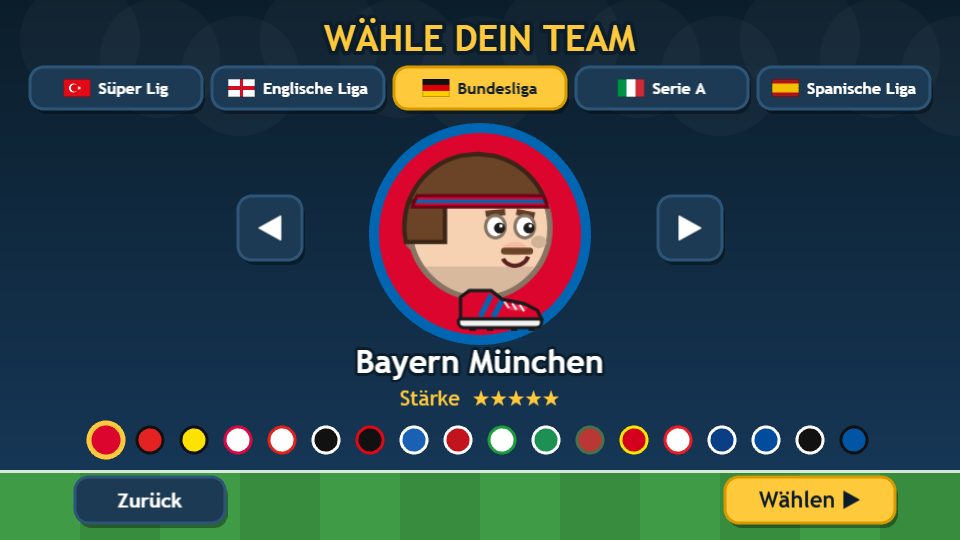 Teamauswahl: 5 Ligen, 96 Teams