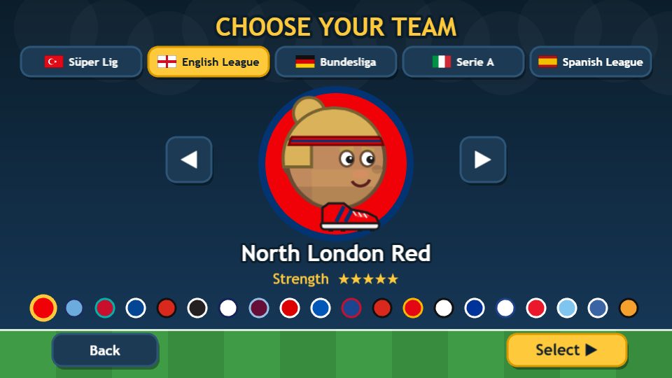 Choosing a team: 5 leagues, 96 teams