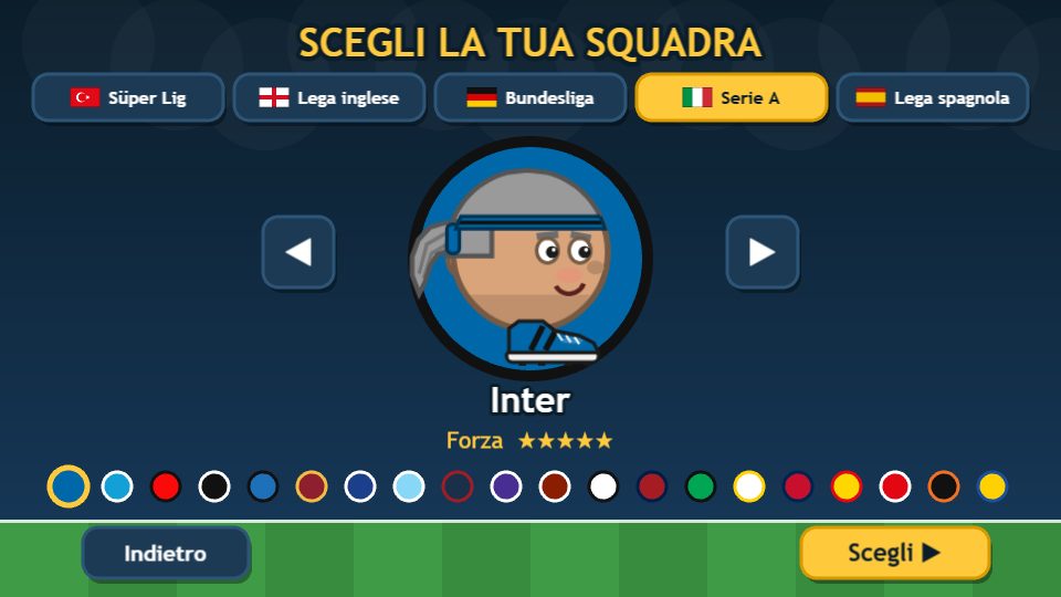 Scelta della squadra: 5 campionati, 96 squadre